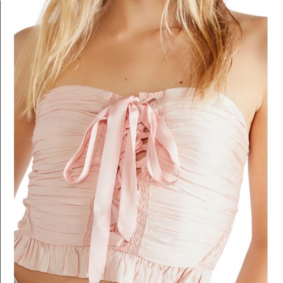 Free People Aurelia Silky Corset - Ballet Slipper small medium  pink black - Picture 1 of 4